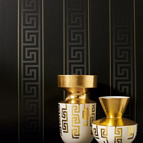 versace large greek key wallpaper black|versace greek key black.